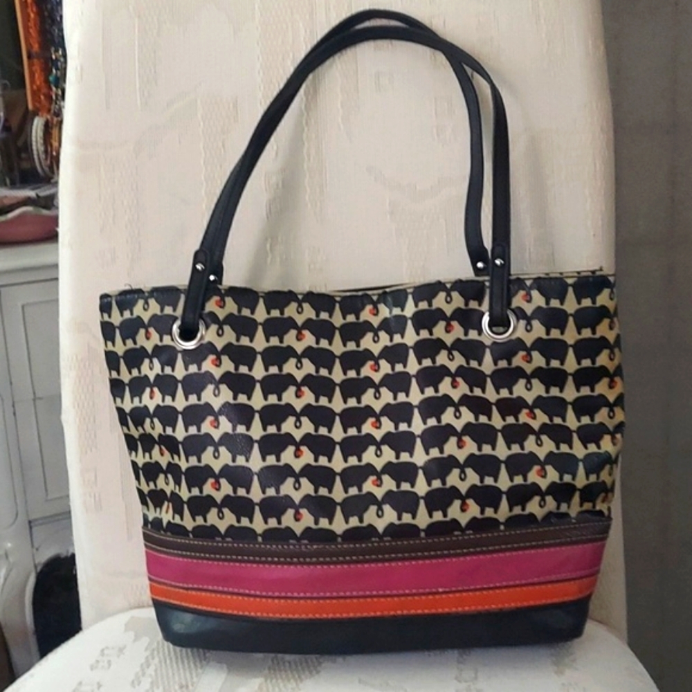 Relic Elephant red flower print Hipster  tote bag